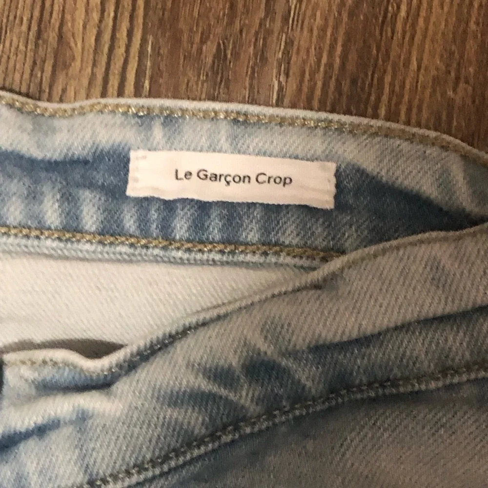 Frame Le Garcon Crop Jeans Women's 28 Distressed Hemp Denim in Bathe Wash